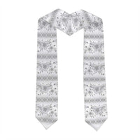 Samoa White Sunday Graduation Stole Samoan Tapa White Hibiscus