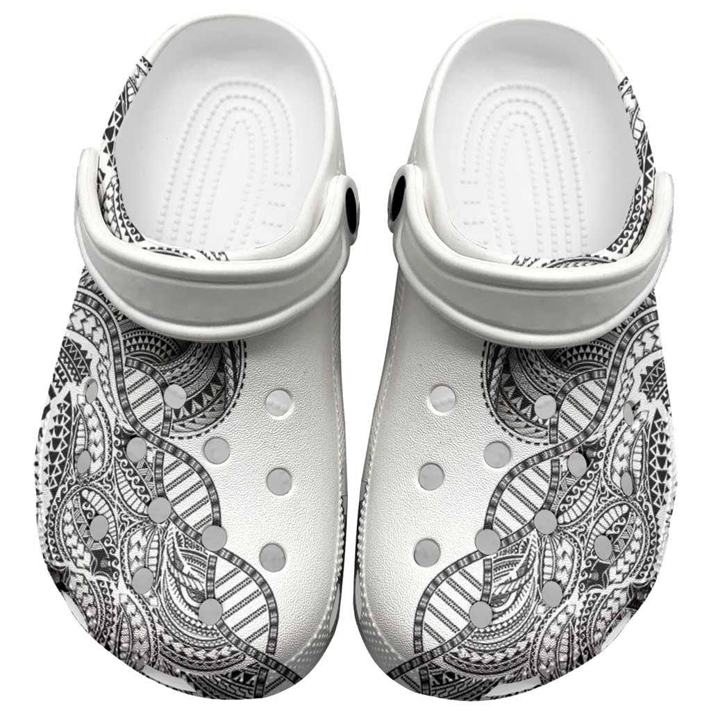 Samoan DNA Art Tattoo Clogs Shoes Polynesian Pattern White Color LT03 White - Polynesian Pride