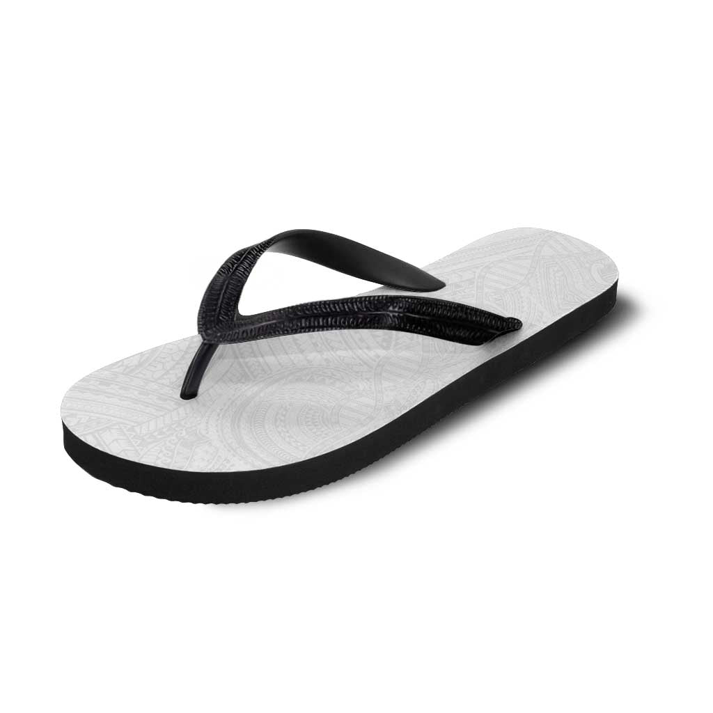 Samoan DNA Art Tattoo Flip Flops Polynesian Pattern All White