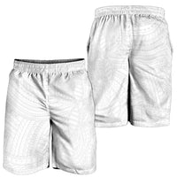 Samoan DNA Art Tattoo Shorts for Men Polynesian Pattern All White