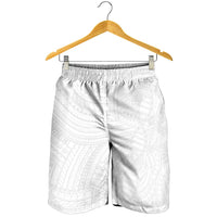 Samoan DNA Art Tattoo Shorts for Men Polynesian Pattern All White