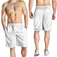 Samoan DNA Art Tattoo Shorts for Men Polynesian Pattern All White