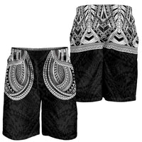 Samoan Traditional Art Tattoos Shorts for Men Tatau Tribal Motifs with Ula Fala Black - Polynesian Pride