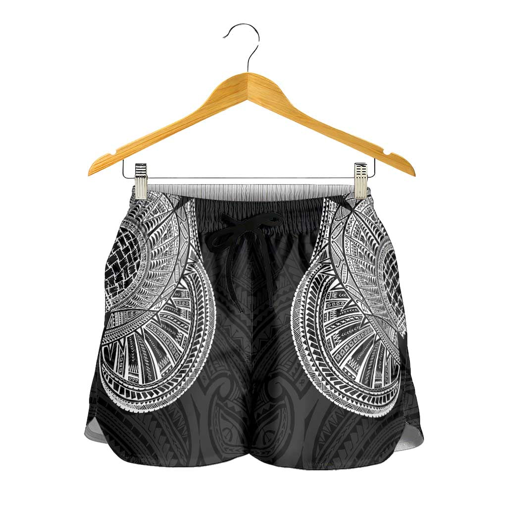Samoan Traditional Art Tattoos Shorts for Women Tatau Roman Reigns Black Color - Polynesian Pride