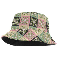 Seamless Pattern Maile and Pikake Lei Bucket Hat Squares Maile Leaf - Polynesian Pride