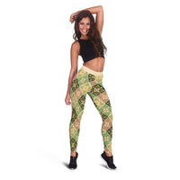 Seamless Pattern Puakenikeni and Kalo Leggings - Polynesian Pride