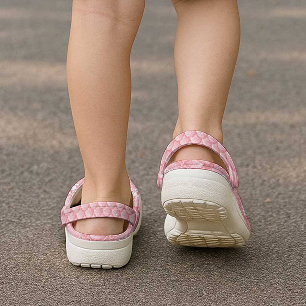 Soft Pink Mermaid Puakenikeni Maile Lei Clogs Shoes