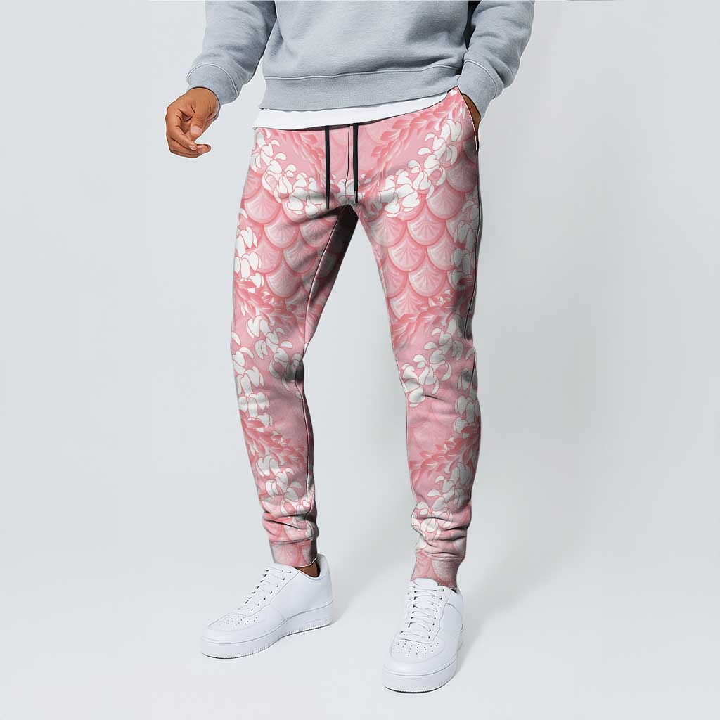 Soft Pink Mermaid Puakenikeni Maile Lei Jogger Pants