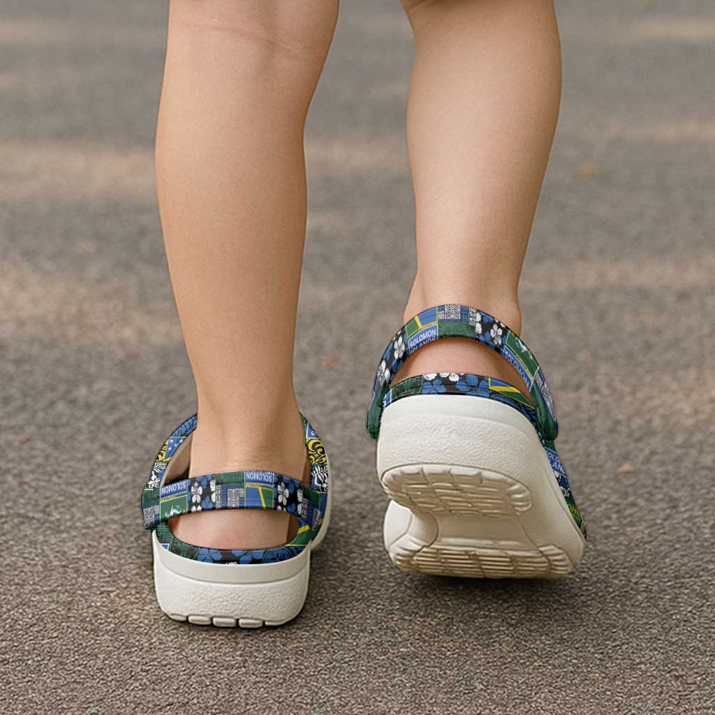 Solomon Islands Meri Kirihimete Clogs Shoes Pacific Patchwork Xmas Vibes - Polynesian Pride