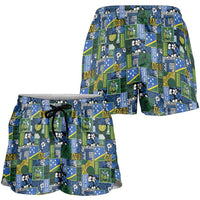 Solomon Islands Meri Kirihimete Shorts for Women Pacific Patchwork Xmas Vibes - Polynesian Pride