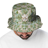Squares Maile Leaf Bucket Hat Turquoise Palaka Hawaiian Quilt Pattern - Polynesian Pride