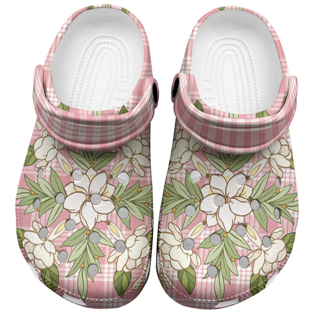 Squares Maile Leaf Clogs Shoes Pink Palaka Hawaiian Quilt Pattern - Polynesian Pride