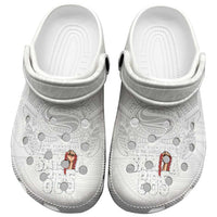 Super Samoa-Six Eight Five to The World Clogs Shoes Traditional Samoan Tattoo All White LT03 White - Polynesian Pride