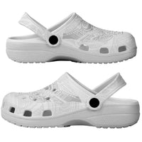 Super Samoa-Six Eight Five to The World Clogs Shoes Traditional Samoan Tattoo All White LT03 - Polynesian Pride