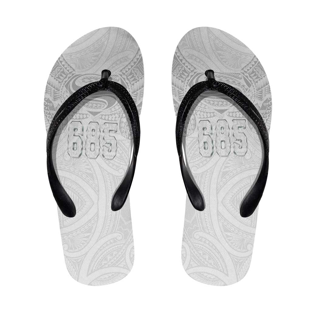 Super Samoa-Six Eight Five to The World Flip Flops Traditional Samoan Tattoo All White LT03 White - Polynesian Pride