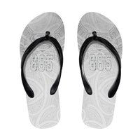 Super Samoa-Six Eight Five to The World Flip Flops Traditional Samoan Tattoo All White LT03 White - Polynesian Pride