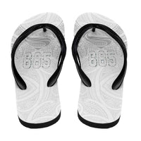 Super Samoa-Six Eight Five to The World Flip Flops Traditional Samoan Tattoo All White LT03 - Polynesian Pride
