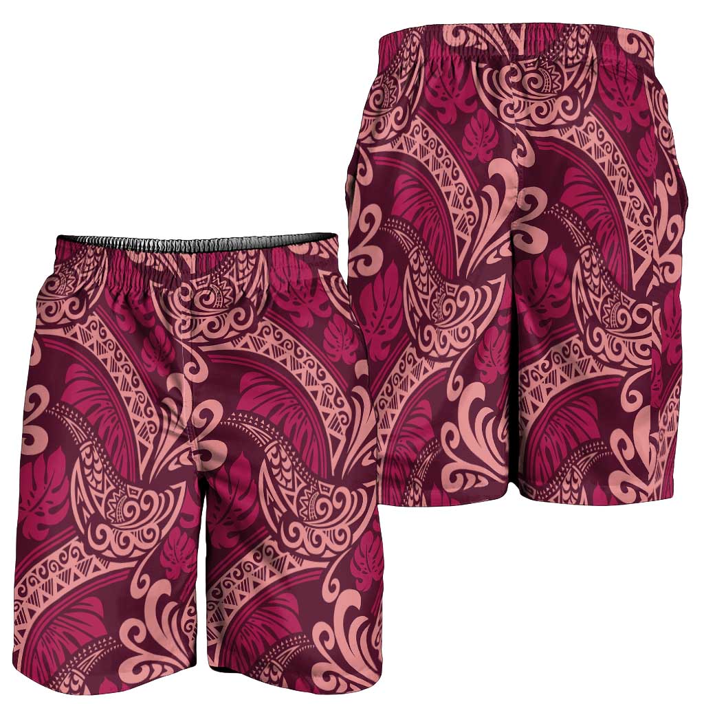 Sweet Pink Monstera Shorts for Men Polynesian Tribal Pattern LT01 - Polynesian Pride