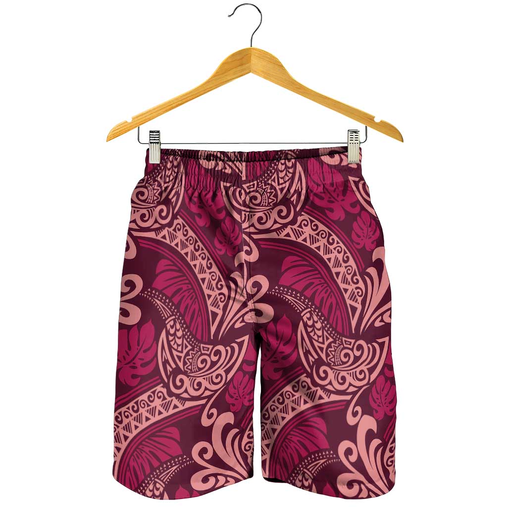Sweet Pink Monstera Shorts for Men Polynesian Tribal Pattern LT01 - Polynesian Pride