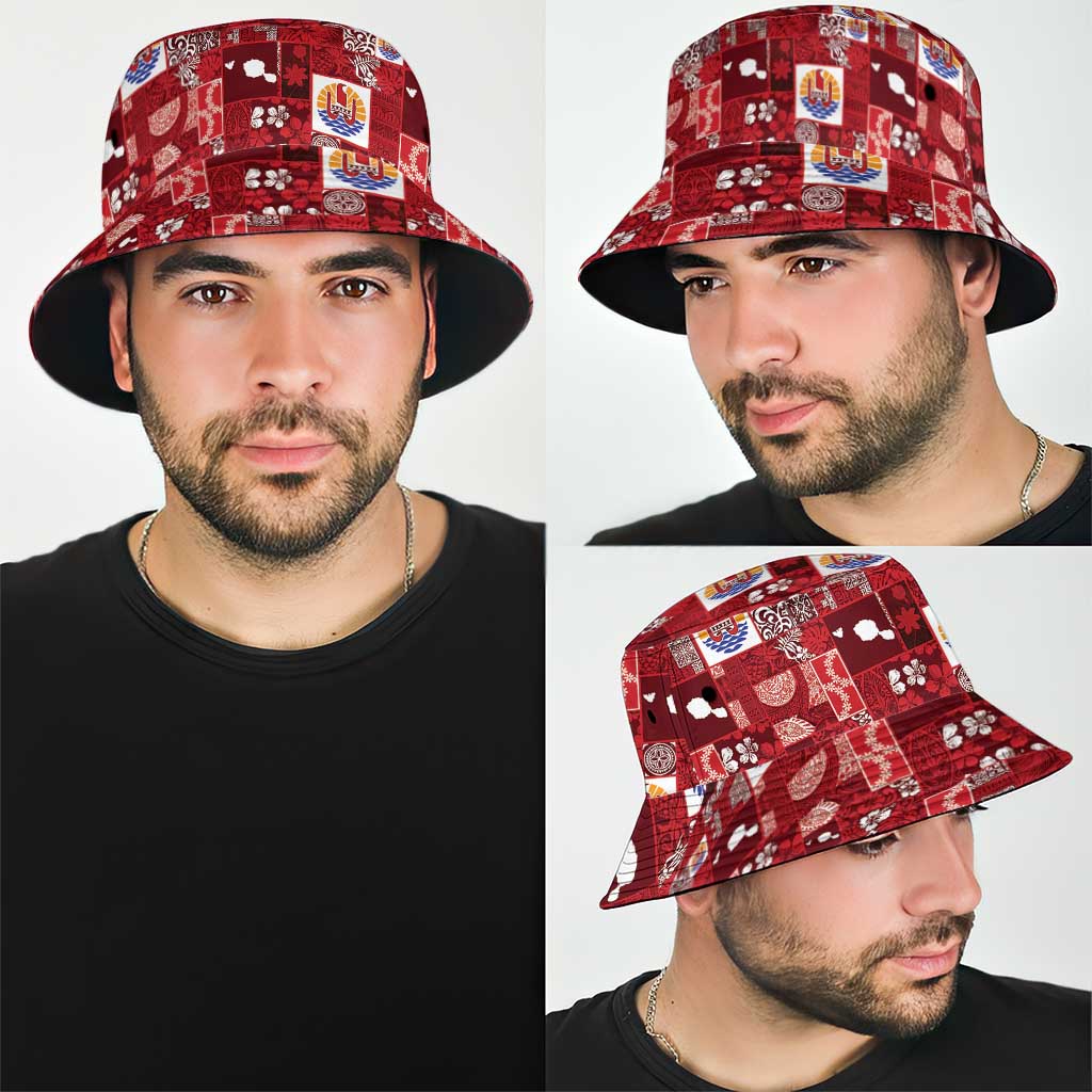 Tahiti Oaoa I Teie Noera Bucket Hat Pacific Patchwork Xmas Vibes - Polynesian Pride