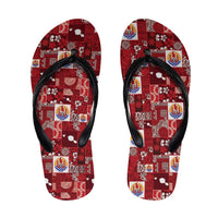 Tahiti Oaoa I Teie Noera Flip Flops Pacific Patchwork Xmas Vibes - Polynesian Pride