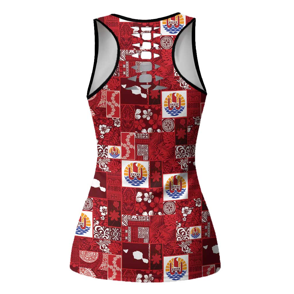Tahiti Oaoa I Teie Noera Hollow Tank Top Pacific Patchwork Xmas Vibes - Polynesian Pride