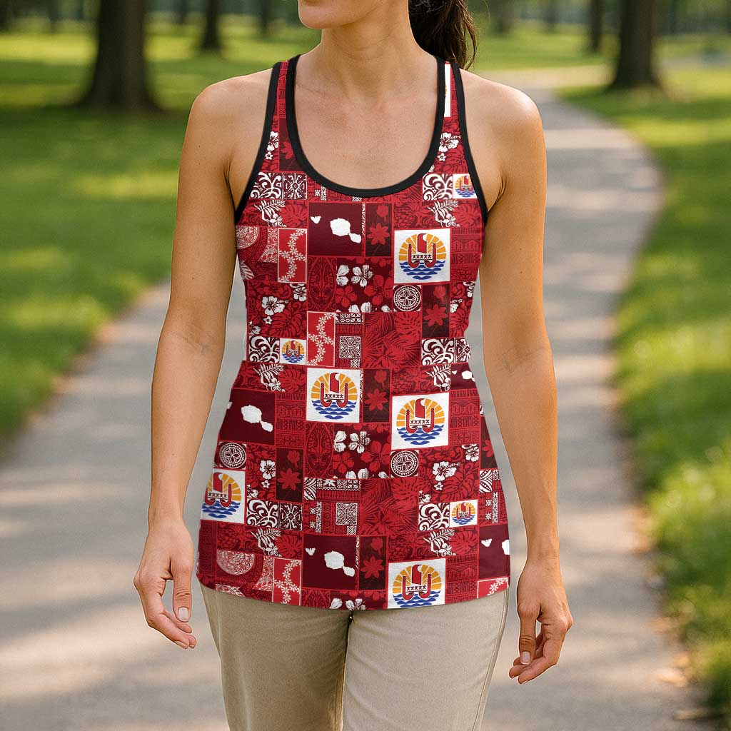 Tahiti Oaoa I Teie Noera Hollow Tank Top Pacific Patchwork Xmas Vibes - Polynesian Pride