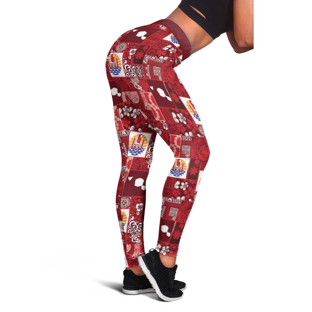 Tahiti Oaoa I Teie Noera Leggings Pacific Patchwork Xmas Vibes - Polynesian Pride