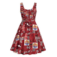 Tahiti Oaoa I Teie Noera Midi Dress Pacific Patchwork Xmas Vibes - Polynesian Pride
