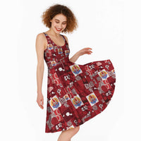 Tahiti Oaoa I Teie Noera Midi Dress Pacific Patchwork Xmas Vibes - Polynesian Pride