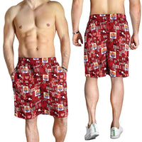 Tahiti Oaoa I Teie Noera Shorts for Men Pacific Patchwork Xmas Vibes - Polynesian Pride