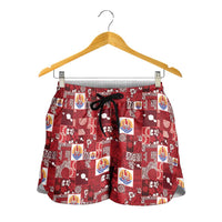 Tahiti Oaoa I Teie Noera Shorts for Women Pacific Patchwork Xmas Vibes - Polynesian Pride