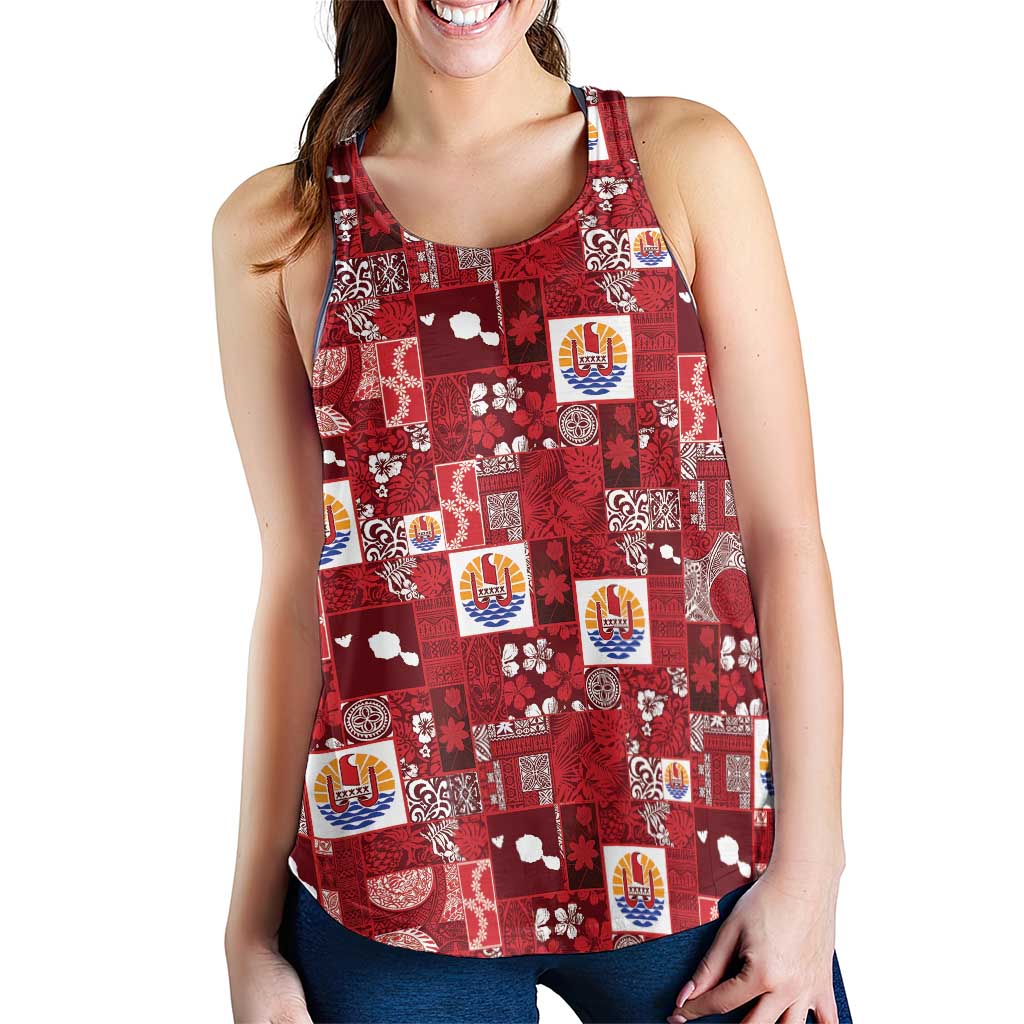 Tahiti Oaoa I Teie Noera Women Racerback Tank Pacific Patchwork Xmas Vibes - Polynesian Pride
