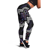 Taniko Aotearoa Mix Paua Shell Leggings Niho Taniwha Lilac Glitter - Polynesian Pride