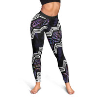 Taniko Aotearoa Mix Paua Shell Leggings Niho Taniwha Lilac Glitter - Polynesian Pride