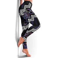 Taniko Aotearoa Mix Paua Shell Leggings Niho Taniwha Lilac Glitter - Polynesian Pride
