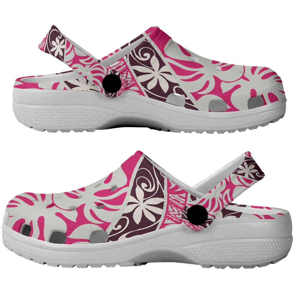 Tarona Tahiti Tiare Monstera Clogs Shoes Polynesian Pattern Curve Style - Polynesian Pride