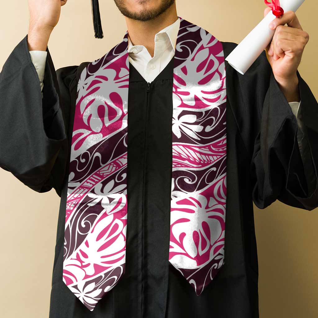 Tarona Tahiti Tiare Monstera Graduation Stole Polynesian Pattern Curve Style