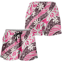 Tarona Tahiti Tiare Monstera Shorts for Women Polynesian Pattern Curve Style - Polynesian Pride