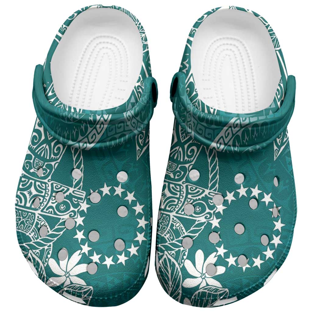 Teal Kuki Airani Tapakau Clogs Shoes Tribal Anchor Mix Tiare