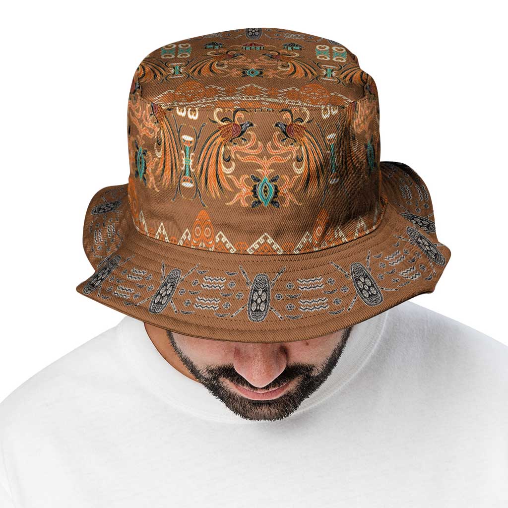 Terracotta Batik Papua-inspired Pattern Bucket Hat - Polynesian Pride