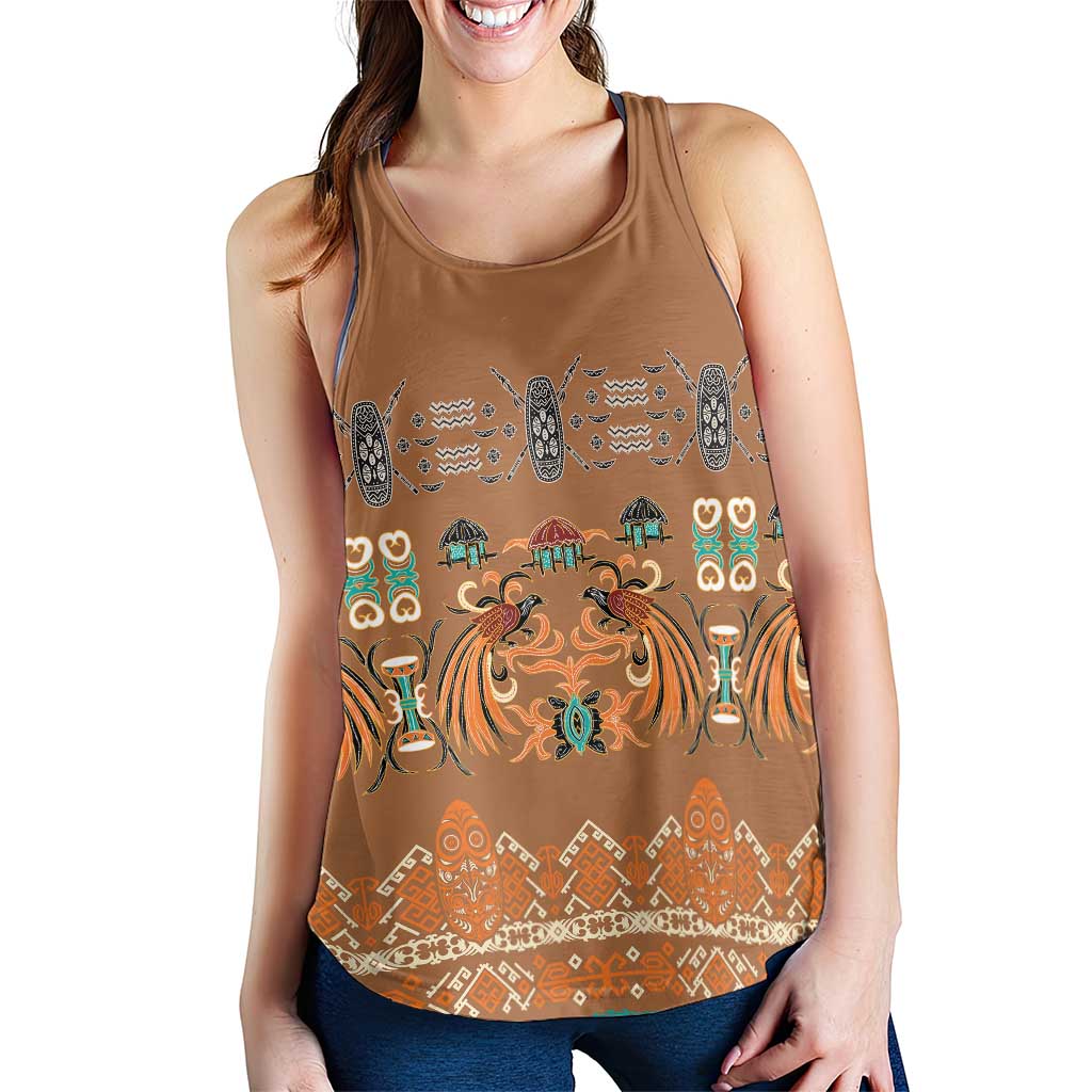 Terracotta Batik Papua-inspired Pattern Women Racerback Tank - Polynesian Pride