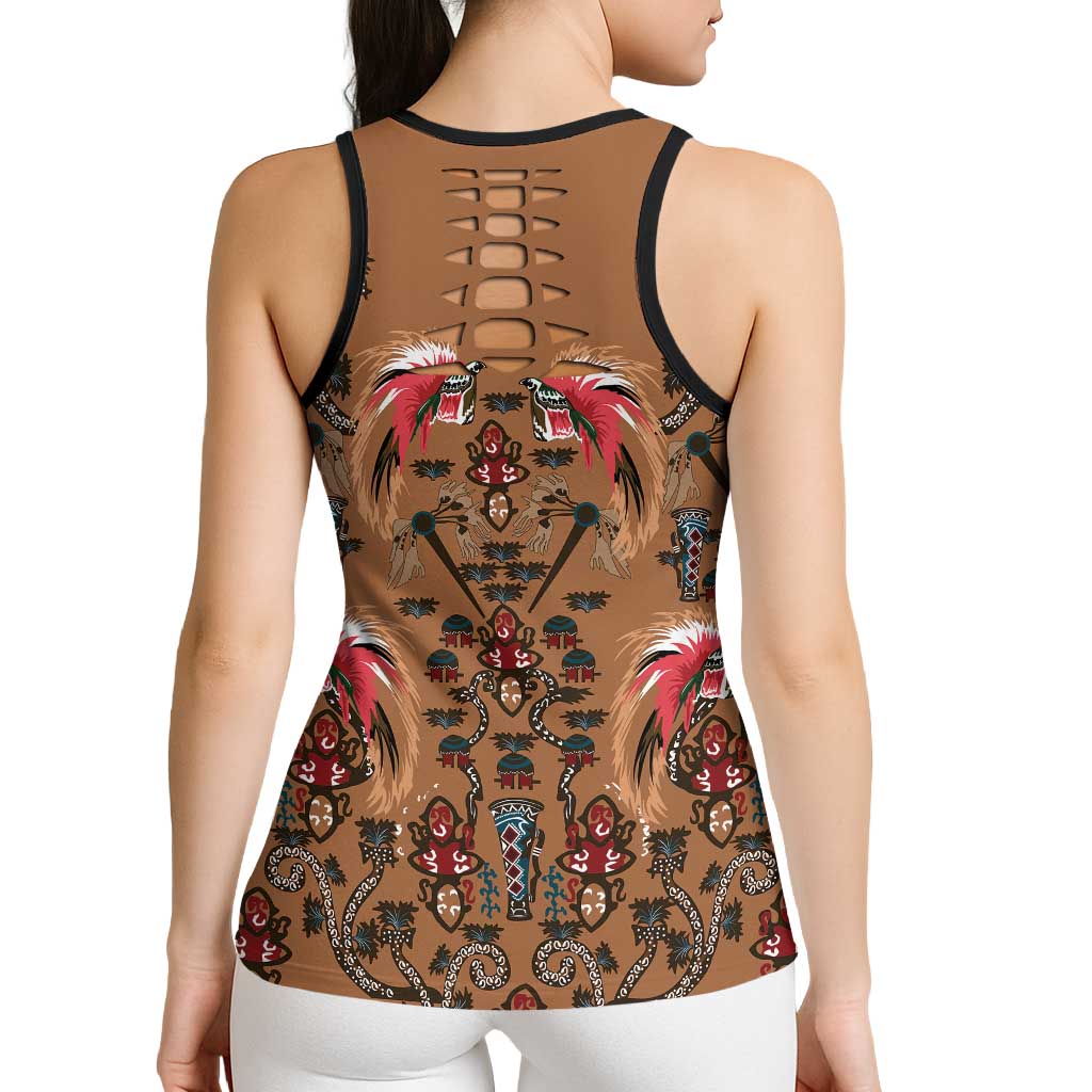 Terracotta Bird of Batik Papua Hollow Tank Top Exotic Natural Wealth of Papua - Polynesian Pride