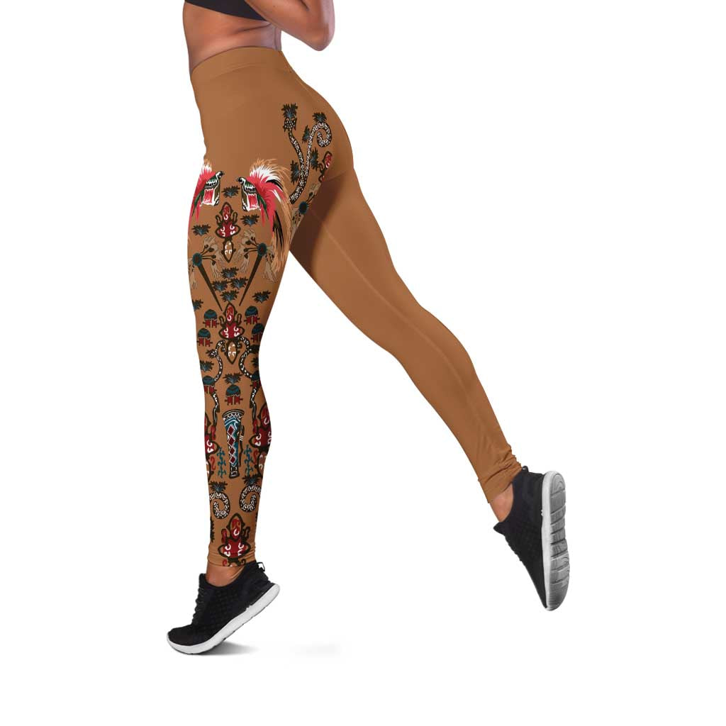 Terracotta Bird of Batik Papua Leggings Exotic Natural Wealth of Papua - Polynesian Pride