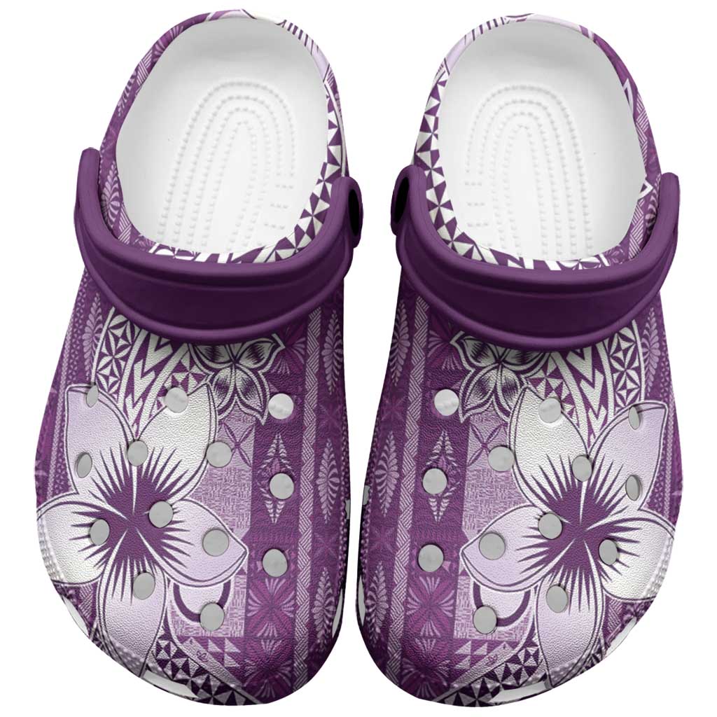 Tonga Kupesi Ngatu Clogs Shoes - Vintage Purple Plumeria LT05 Purple - Polynesian Pride