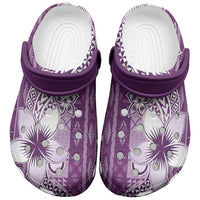 Tonga Kupesi Ngatu Clogs Shoes - Vintage Purple Plumeria LT05 Purple - Polynesian Pride