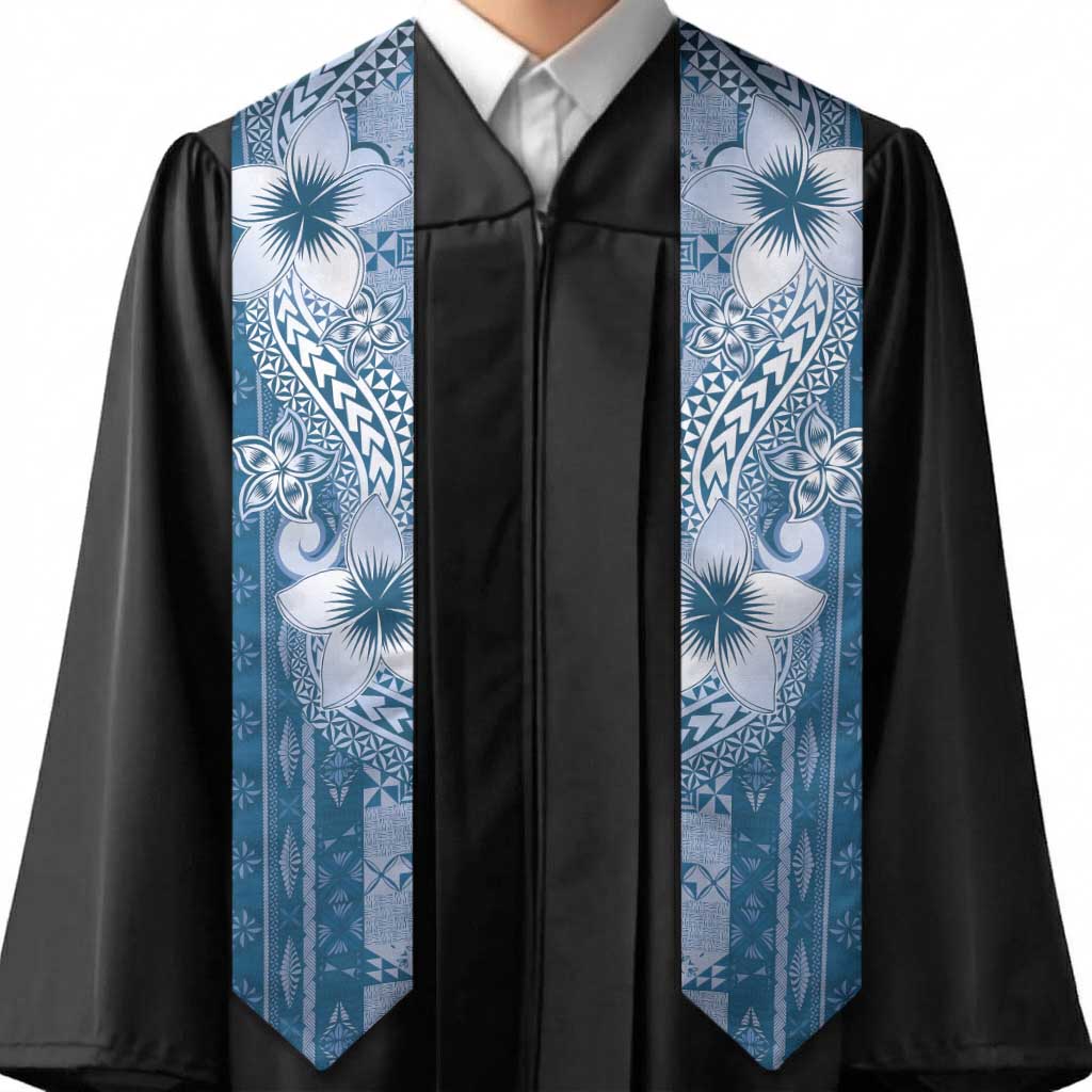 Tonga Kupesi Ngatu Graduation Stole Vintage Blue Plumeria