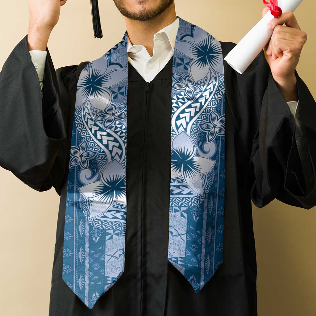 Tonga Kupesi Ngatu Graduation Stole Vintage Blue Plumeria