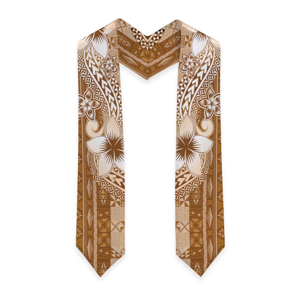 Tonga Kupesi Ngatu Graduation Stole Vintage Brown Plumeria