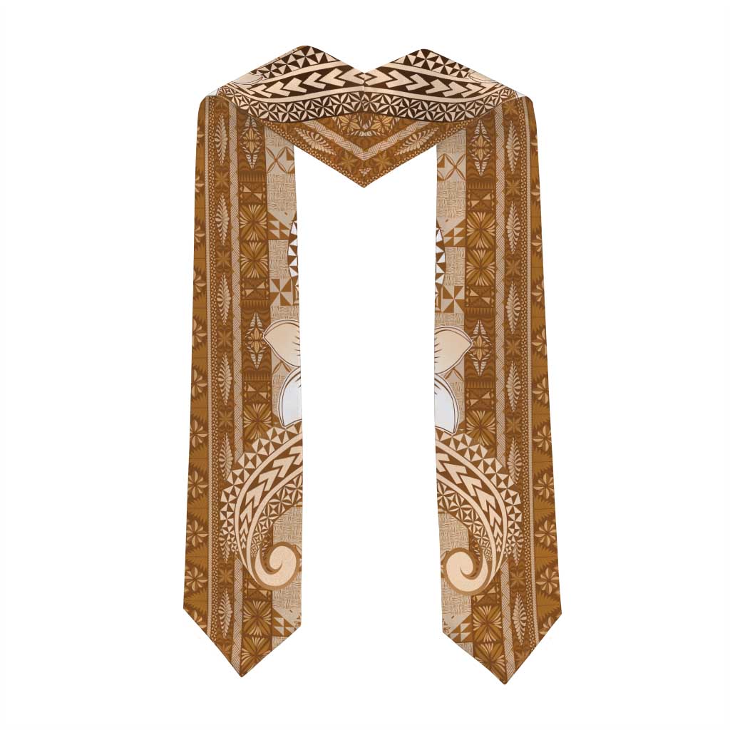 Tonga Kupesi Ngatu Graduation Stole Vintage Brown Plumeria